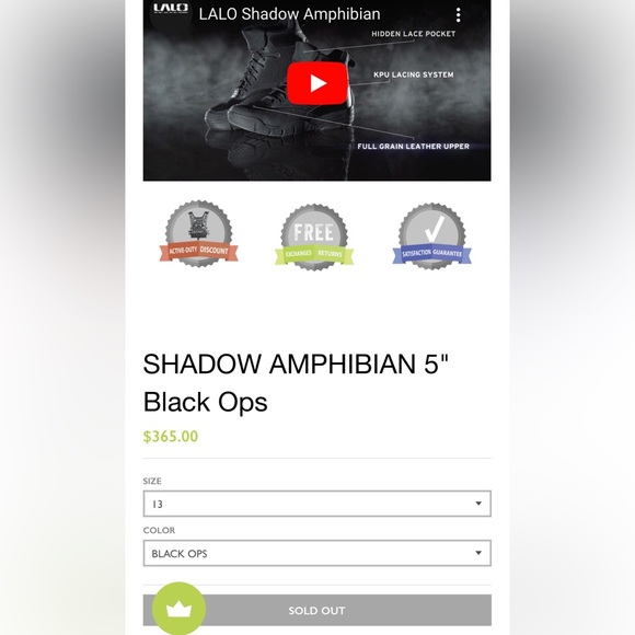 LALO Special Forces Tactical Boots Shadow Amphibian 5” Black Ops Size 13 - Picture 10 of 14